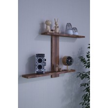 Dekorfim DF05104BR 2'li Raf Duvar Rafı Z Raf Kitaplık