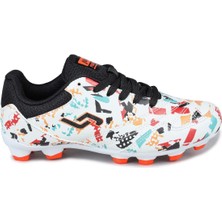 Jump 32202 Beyaz - Renkli Krampon Çocuk Futbol Ayakkabısı