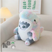 NB Market Mofusand Köpekbalığı Kostümlü Kedi Peluş Oyuncak Renkli 25CM Yeni Seri