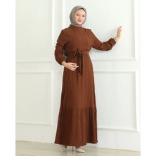 Lara Kuşaklı Elbise Kahve
