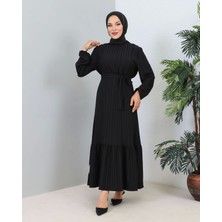 Lara Kuşaklı Elbise Siyah