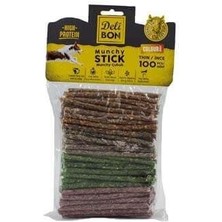 Delibon Munchy Karışık Renk Ince Deri Çubuk Köpek Ödülü 100 Adet