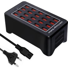 Qasul 100W  20 Portlu Çok Fonksiyonlu Masaüstü Akıllı USB Şarj Istasyonu
