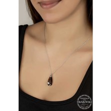 Caseras Kristal Taşlı Damla Gümüş Kadın Kolye CSR2184913