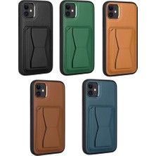 Apple iPhone 11 Kılıf Kartlıklı Standlı ​pu Deri Zore Memo Kapak-Koyu MOR-8680436652480-MLTD85143