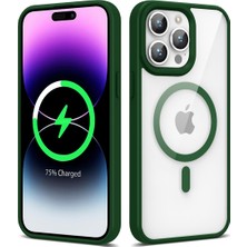 Apple iPhone 14 Pro Max Kılıf Magsafe Wireless Şarj Özellikli Silikon Zore Ege Kapak-Koyu YEŞIL-8680
