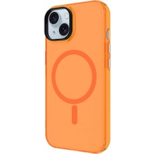 Apple iPhone 15 Plus Kılıf Zore Magsafe Şarj Özellikli Buzlu Transparan C-Pro Sert Kapak-Koyu Gri-86
