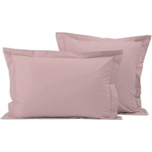 Makiteks %100 Pamuklu Volanlı Süs Dikişli Açık Lila 2 Adet 50 x 70 Yastık Kılıfı