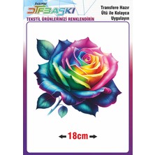 F17 Ajans Renkli Gül Ütü ile Yapışan Tekstil Dtf Baskı