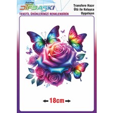 F17 Ajans Renkli Gül Ütü ile Yapışan Tekstil Dtf Baskı