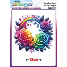 F17 Ajans Renkli Gül Ütü ile Yapışan Tekstil Dtf Baskı