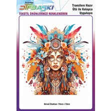 F17 Ajans Ütü ile Yapışan Vintage Bohemian Tekstil Dtf Baskı