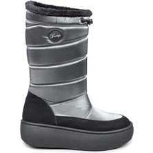 Jump Suya Dayanıklı Gümüş Rengi Kadın Kar Botu Kaydırmaz Taban İle Outdoor Kullanım İçin