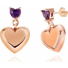 Caseras Gümüş Rose Kalp Çivili Kadın Küpe CSR2184787