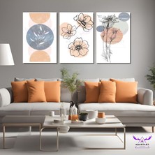 Abart Art 3'lü Kanvas Tablo Seti Soft Renklerde Küçük Çiçekler ve Desenler