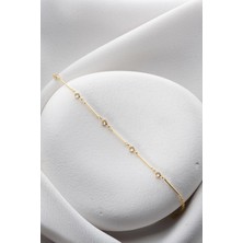 Nereze 925 Ayar Gümüş Gold Kaplama Zirkon Taşlı Çubuk Model Bileklik