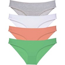 Mbb E-Ticaret 4 Adet Süper Eko Set Likralı Kadın Slip Külot Gri Beyaz Pudra Yeşil