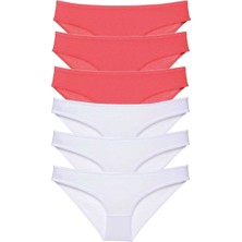 Mbb E-Ticaret 6 Adet Eko Set Likralı Kadın Slip Külot Fuşya Beyaz