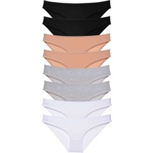 Mbb E-Ticaret 8 Adet Süper Eko Set Likralı Kadın Slip Külot Siyah Ten Gri Beyaz