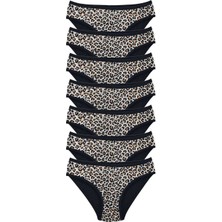 Mbb E-Ticaret 7 Adet Leopar Desenli Likralı Yumuşak Dokulu Kadın Slip Külot