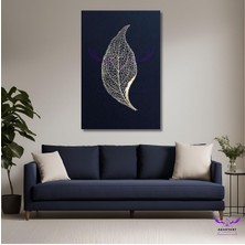 Abart Art Tekli Dikey Kanvas Şık Salon Tablosu Altın Sarısı Rengi Yaprak
