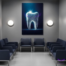 Abart Art Tekli Dikey Kanvas Diş Polklinik Tablosu Işıltılı Diş