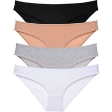 Mbb E-Ticaret 4 Adet Süper Eko Set Likralı Kadın Slip Külot Siyah Ten Gri Beyaz