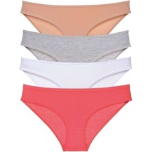 Mbb E-Ticaret 4 Adet Süper Eko Set Likralı Kadın Slip Külot Ten Gri Beyaz Fuşya