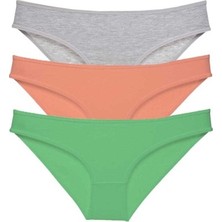 Mbb E-Ticaret 3 Adet Süper Eko Set Likralı Kadın Slip Külot Gri Pudra Yeşil