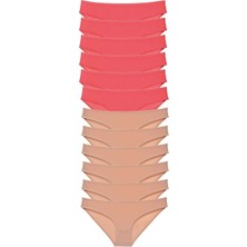 Mbb E-Ticaret 12 Adet Süper Eko Set Likralı Kadın Slip Külot Fuşya Ten