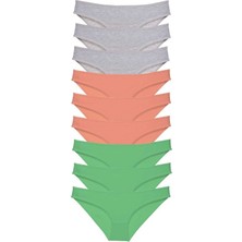 Mbb E-Ticaret 9 Adet Süper Eko Set Likralı Kadın Slip Külot Gri Pudra Yeşil