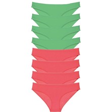 Mbb E-Ticaret 8 Adet Eko Set Likralı Kadın Slip Külot Yeşil Fuşya