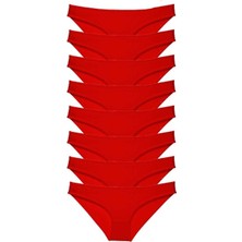 Mbb E-Ticaret 8 Adet Süper Eko Set Likralı Kadın Slip Külot Kırmızı