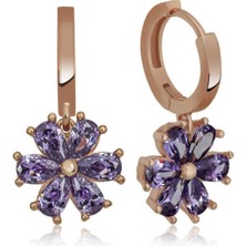 Caseras Gümüş Mor Çiçek Bayan Küpe CSR2183817