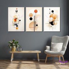 Abart Art 3'lü Kanvas Tablo Seti Soyut Çok Renkli Geometrik Şekiller