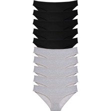 Mbb E-Ticaret 10 Adet Süper Eko Set Likralı Kadın Slip Külot Siyah Gri