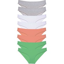 Mbb E-Ticaret 8 Adet Süper Eko Set Likralı Kadın Slip Külot Gri Beyaz Pudra Yeşil