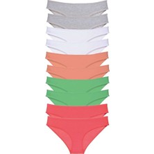 Mbb E-Ticaret 10 Adet Süper Eko Set Likralı Kadın Slip Külot Gri Beyaz Pudra Yeşil Fuşya