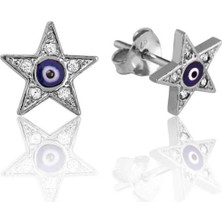 Caseras Gümüş Nazarlı Yıldız Çivili Küpe CSR2181944