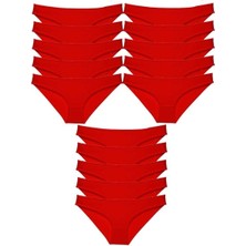 Mbb E-Ticaret 15 Adet Süper Eko Set Likralı Kadın Slip Külot Kırmızı