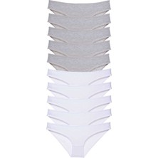 Mbb E-Ticaret 10 Adet Süper Eko Set Likralı Kadın Slip Külot Gri Beyaz