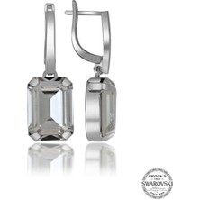 Caseras Kristal Taşlı Gümüş Beyaz Baget Sallantılı Kadın Küpe CSR2184550