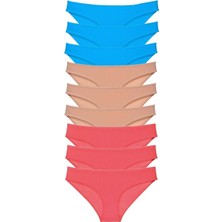 Mbb E-Ticaret 9 Adet Süper Eko Set Likralı Kadın Slip Külot Fuşya Ten Mavi