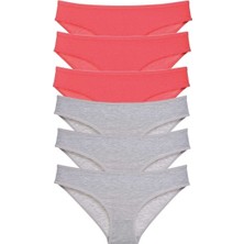 Mbb E-Ticaret 6 Adet Süper Eko Set Likralı Kadın Slip Külot Fuşya Gri