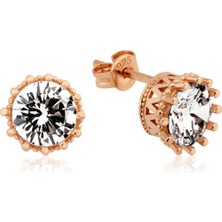 Caseras Gümüş Tırnaklı Tek Taş Çivili Küpe CSR2182797