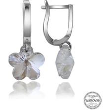 Caseras Kristal Taşlı Gümüş Beyaz Papatya Sallantılı Kadın Küpe CSR2184547