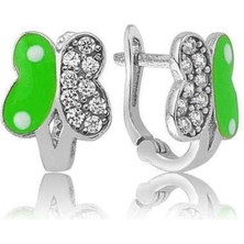 Caseras Gümüş Yeşil Kelebek Çocuk Küpe CSR2181402