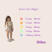 The Littles Kids Kız Çocuk Kelebek Figürlü Beli Lastikli Kurdeleli Pamuklu Astarlı Sim Geçişli Etekli Bluz Bej Ikili Alt Üst Takım