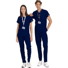 BRL Üniforma Parlement Mavisi Likralı Doktor ve Hemşire Forması Cerrahi Takım | Brl Scruble