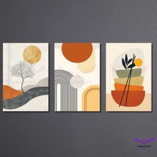 Abart Art 3'lü Kanvas Tablo Seti Modern Soyut Ağaç ve Renkli Desenler